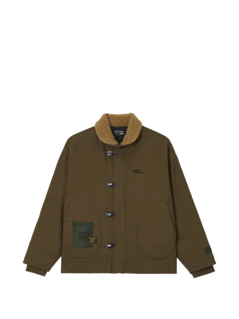 izzue fleece-collar clip-fastening jacket