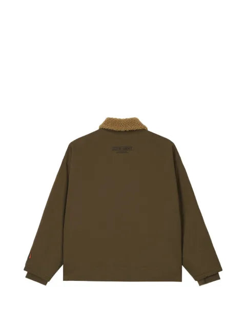 izzue fleece-collar clip-fastening jacket
