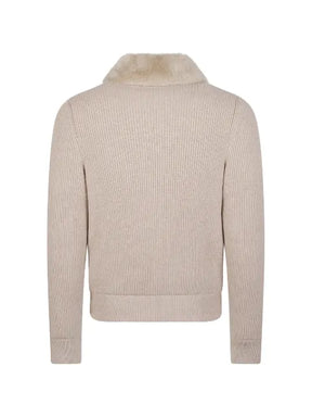 Moorer shearling-collar panelled jacket