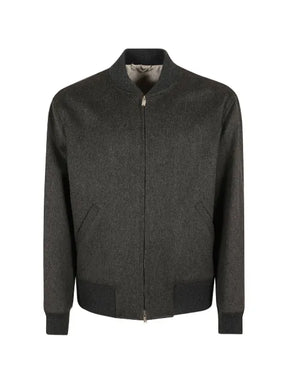 Lardini ribbed-trim zip-up bomber jacket