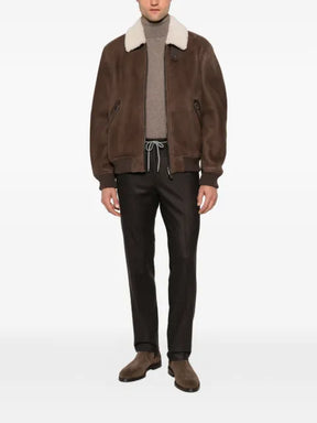 Canali shearling-collar suede jacket