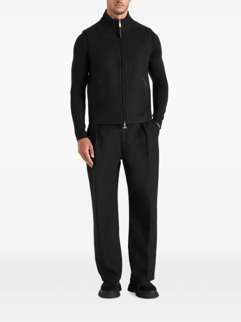 Manière De Voir Levi in black herringbone-brushed wool zip gilet
