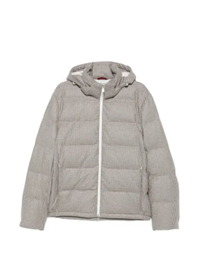 Brunello Cucinelli houndstooth-pattern quilted jacket
