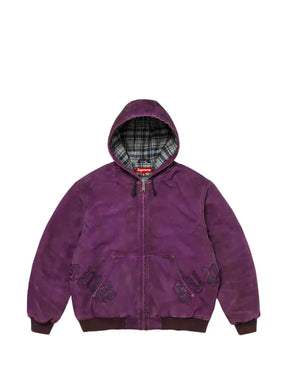Supreme leather-appliqué hooded jacket