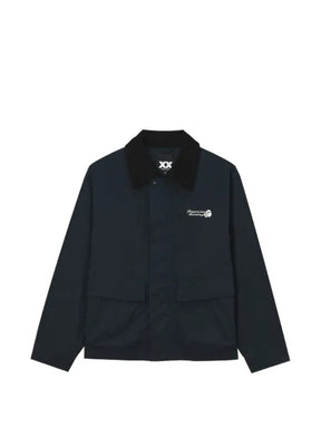 FINGERCROXX corduroy-collar logo-embroidered jacket