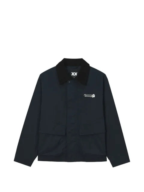 FINGERCROXX corduroy-collar logo-embroidered jacket