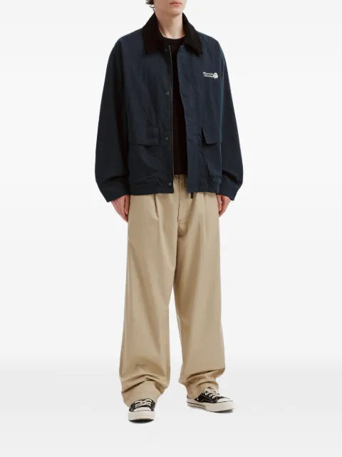 FINGERCROXX corduroy-collar logo-embroidered jacket