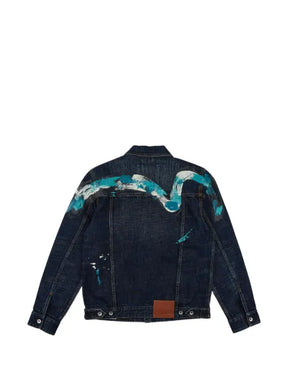 EVISU paint-splatter Daicock denim jacket