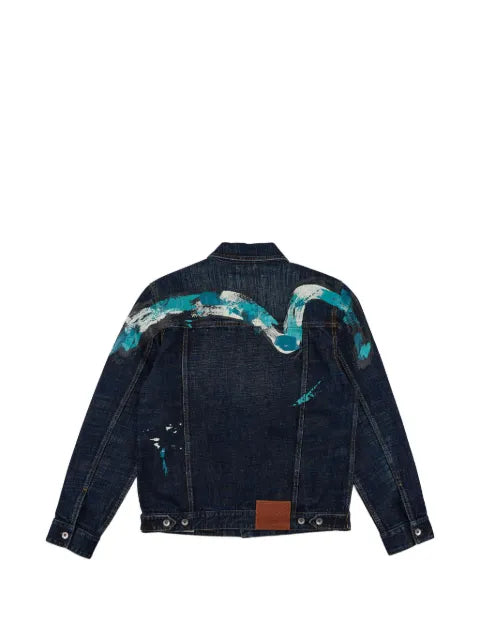 EVISU paint-splatter Daicock denim jacket