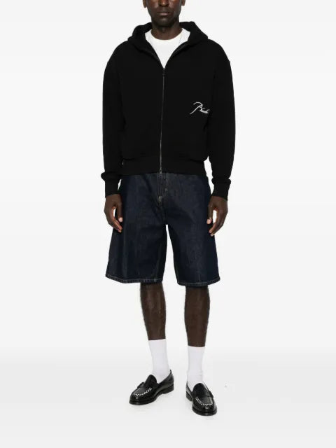 RHUDE logo-embroidered zip-up hoodie