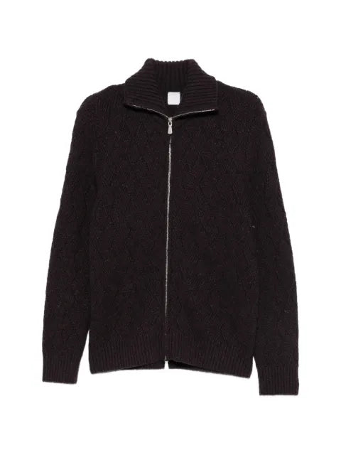 Eleventy diamond-knit zip-up cardigan