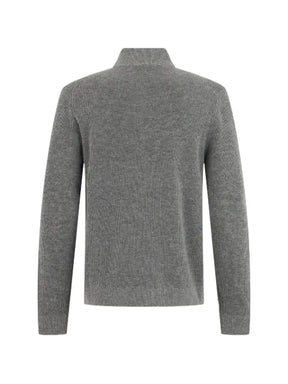 slowear ribbed-knit half-zip sweater
