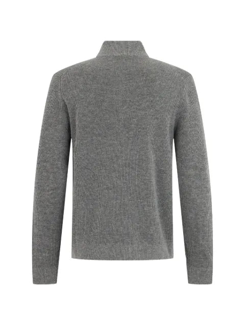 slowear ribbed-knit half-zip sweater
