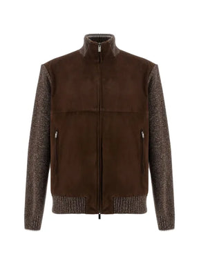 Paul & Shark suede-panelled zip-up bomber jacket