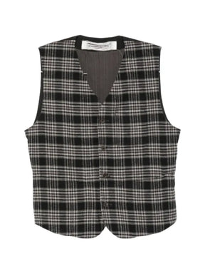 Individual Sentiments check-pattern button-up waistcoat
