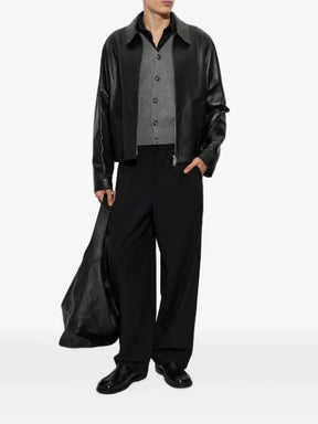AMI Paris black lamb leather zipped jacket