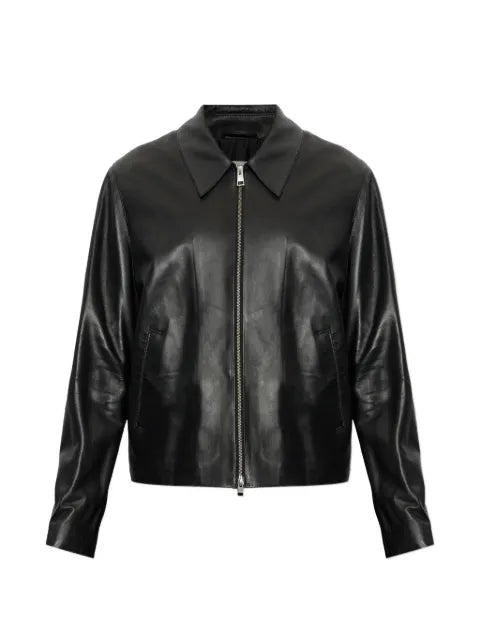 AMI Paris black lamb leather zipped jacket