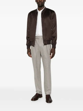 Barba ribbed-trim zip-up jacket