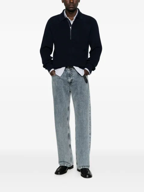 Baracuta ribbed-knit quarter-zip polo shirt