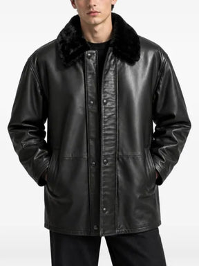 Poche Paris shearling-collar leather jacket