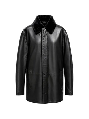 Poche Paris shearling-collar leather jacket