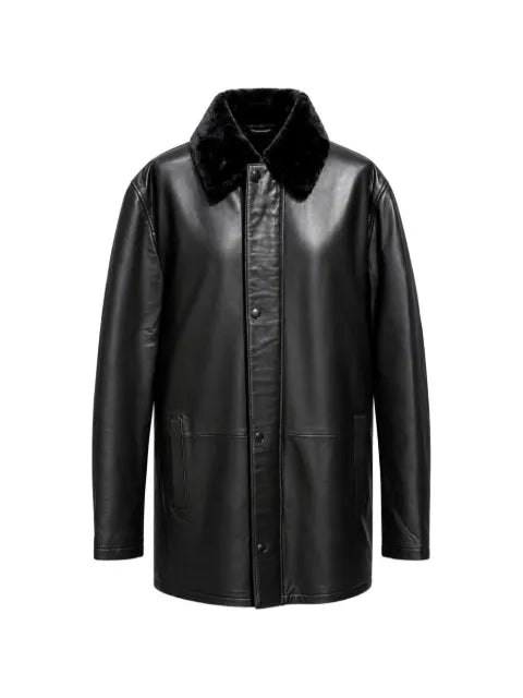 Poche Paris shearling-collar leather jacket