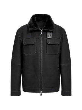 Poche Paris shearling-collar pocket-detail jacket