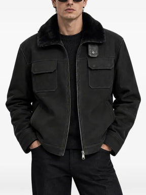Poche Paris shearling-collar pocket-detail jacket