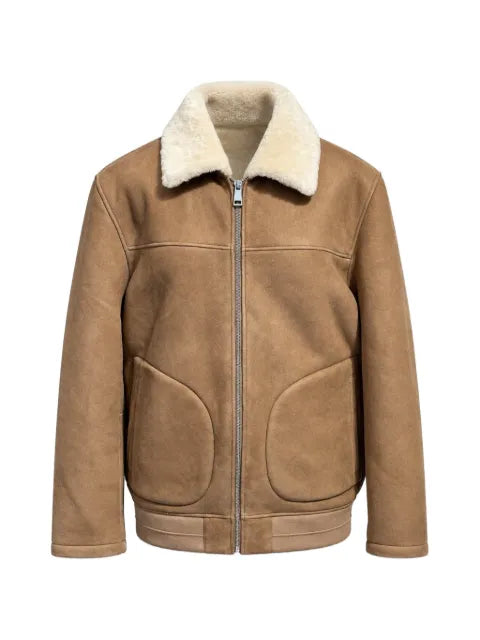 Poche Paris shearling-collar zip-up jacket