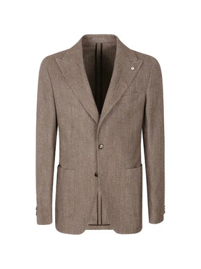 LBM herringbone-pattern peak-lapel jacket