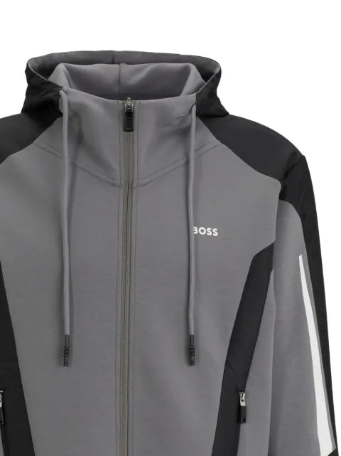 BOSS panelled zip-up hoodie
