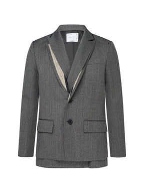 sacai layered-panel wool jacket