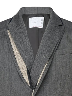 sacai layered-panel wool jacket