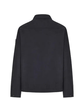 Stone Island zip-up logo-patch shirt