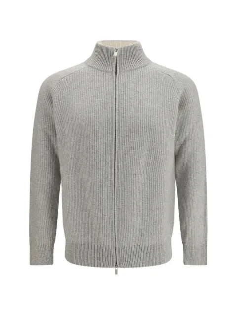 Lardini ribbed-knit zip-up sweater