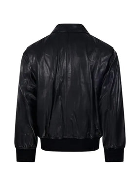 DUNST zip-up panelled leather jacket