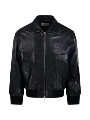 DUNST zip-up panelled leather jacket
