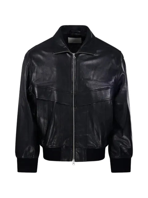 DUNST zip-up panelled leather jacket