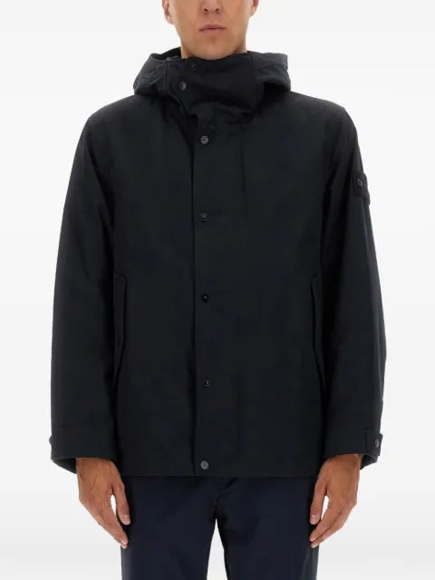 Stone Island hooded logo-patch jacket