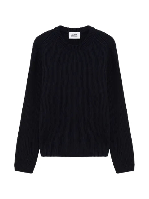 ALPHA STUDIO ribbed-knit crew-neck sweater