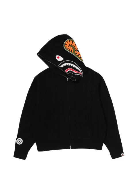 A BATHING APE® Shark cable-knit hoodie