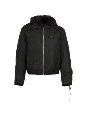 UNDER THE SIGN faux-fur patchwork bomber jacket