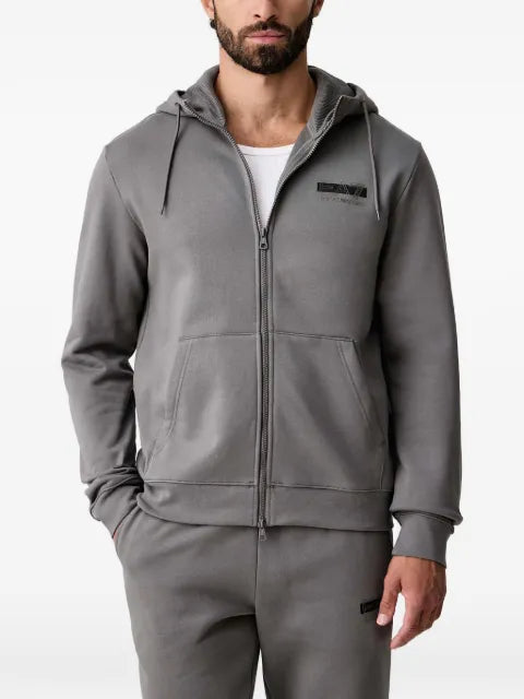 Ea7 Emporio Armani logo-print zip-up hoodie