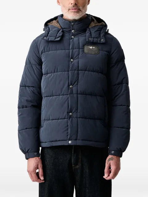 Aeronautica Militare quilted hooded jacket