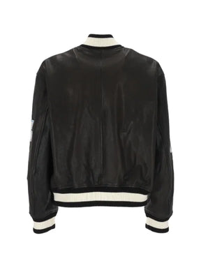 Off-White patch-detail leather bomber jacket
