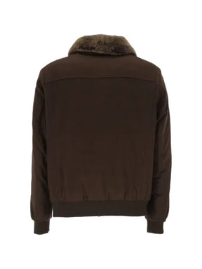 ON THE BUND fur-collar bomber jacket