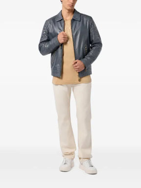 Billionaire crocodile-effect panelled leather jacket