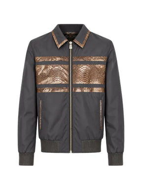Billionaire python-panelled shirt-collar jacket