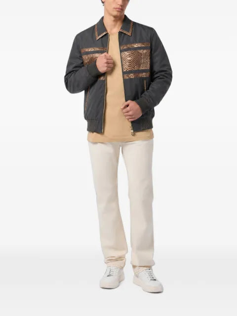 Billionaire python-panelled shirt-collar jacket