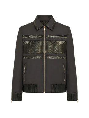 Billionaire python-inserts collared jacket